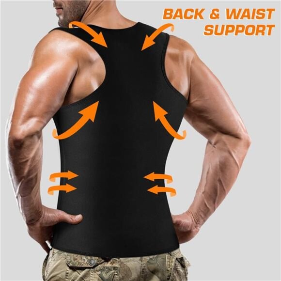 Men's WaistTrainer Sauna Suit Shirt,Gym&Exercise Compression Vest,Sweat-Boosting - Picture 4 of 7
